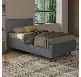 Letto singolo con tessuto colore Fumo 
