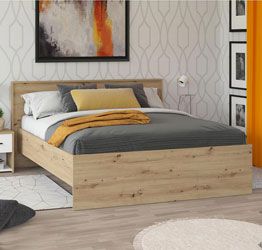 Letto industry economico, finitura Rovere