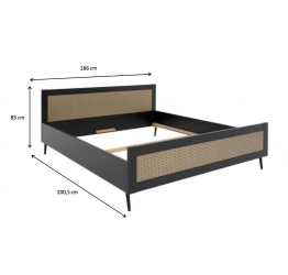 Letto King size Nero opaco con dettagli Oro