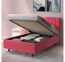 letto contenitore rosa piazza e mezza