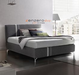 Letto contenitore Hamal in tessuto in finitura grigio cenere, grigio seta ed antracite