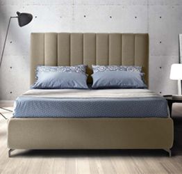 Letto moderno matrimoniale in tessuto, finitura Bronzo