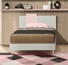 Letto singolo Rosa confetto e Grigio seta, POP 2