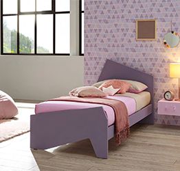 Letto singolo Bella con testata e pediera Moretti Compact, finitura Mora