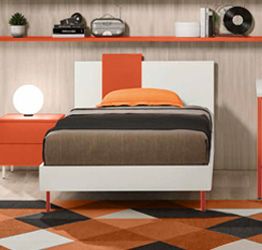 Letto singolo POP 02, finitura Corallo e Bianco Opaco