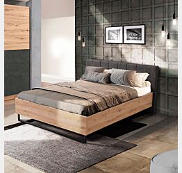 letto moderno legno e ecopelle