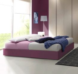 Letto king size sommier, finitura Lampone
