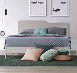 Letto matrimoniale testata Ecopelle in finitura Moka e Tenda