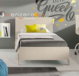 Letto singolo POP 03, finitura Orzo e Olmo Natura