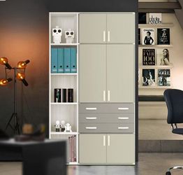 Libreria da ufficio Cloud con spessore 22 mm, finitura Fango e Tele
