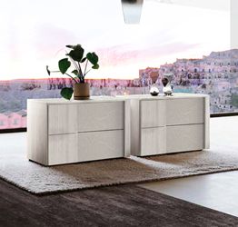 Coppia di comodini Santorini bicolor in finitura Bianco altea e Graniglia chiara