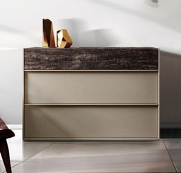 Comò moderno Bali bicolor in finitura  Visone e Legno bruciato