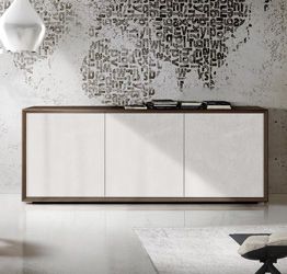 Credenza Moderna, Madia di Design, 3 ante, Teak e Calce