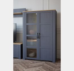 Vetrina contemporanea Rovere navy e Rovere riviera, 2 ante 