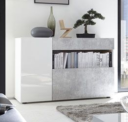 Credenza madia bianco lucido e beton