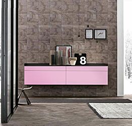 Madia sospesa 2 cestoni e 2 cassetti, finitura Pink e Antracite