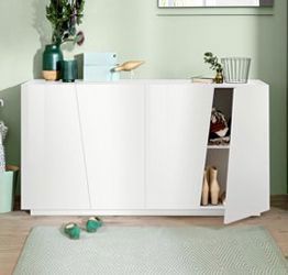 Madia credenza piccola, 4 ante bianco lucido