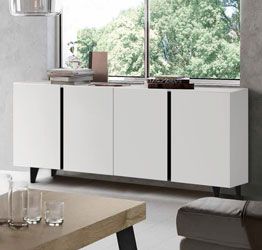 Madia 4 ante con maniglia a gola in finitura Bianco Opaco