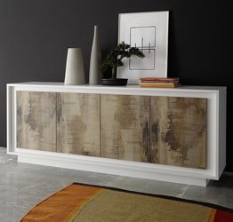 Credenza Bianco Opaco con frontali Pero a 4 ante