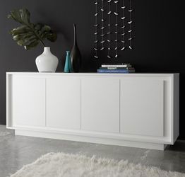 Credenza Moderna, Madia di Design, 4 ante, Bianco Opaco