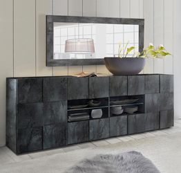 Credenza Moderna, Madia di Design, 2 ante e 4 cassetti, finitura Ossido