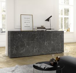 Credenza Moderna Effetto marmo, Madia di Design, 4 ante