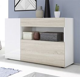 Credenza madia bianco lucido e rovere samoa