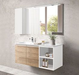 Mobili bagno in offerta, mobile sospeso con lavabo integrato, Havasu 19