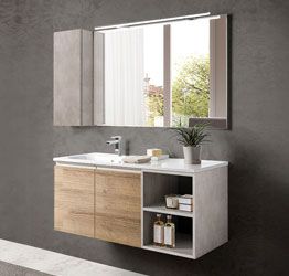 Mobili bagno in offerta, mobile sospeso con lavabo integrato, Havasu 20