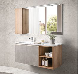 Mobili bagno in offerta, mobile sospeso con lavabo integrato, Havasu 4