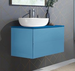 Mobile da bagno Blu pastello con due cassetti, sospeso