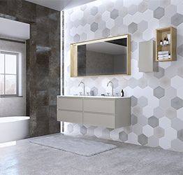 Mobile bagno 4 cassetti con lavabo integrato, finitura Bianco opaco 