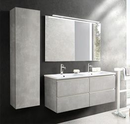 Arredo bagno completo, mobile con con lavabo integrato e 4 cassetti, Havasu 16