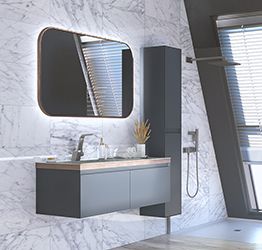 Mobile sospeso con lavabo integrato, finitura Grigio grafite