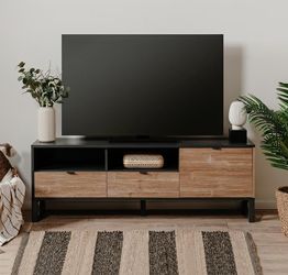 Porta tv in finitura bamboo e antracite