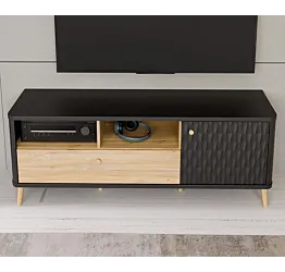 porta tv rovere e nero scontata