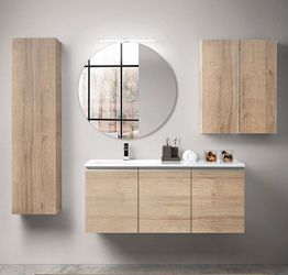 Mobili da bagno offerte, mobile con lavabo integrato, finitura Rovere, Havasu 17