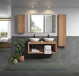 Mobile bagno 1 cassettone + cassetto laminato moderno di design 163,8x40