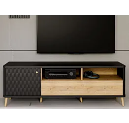 mobile tv finitura rovere mauvella e nero