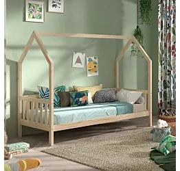 Letto singolo montessoriano a casetta, 208x169x98 h cm, in legno masello