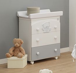 Bagnetto Mr.Bear per neonati Bianco e Grigio con decori orsetto