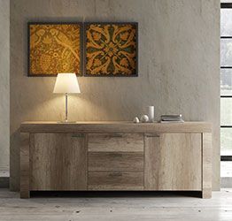 Credenza madia 2 ante 3 cassetti shabby chic scontata, Noce