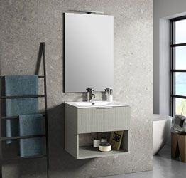 Mobile da bagno sospeso con lavabo in ceramica, colore Yuta