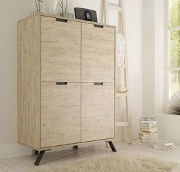 Credenza Moderna, Madia di Design, 4 ante Alta, Legno Sherwood Oak