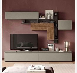Parete attrezzata moderna, finitura Bronzo, Mercure e Argilla, Made in Italy