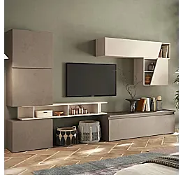 Parete attrezzata Cashmere e Bronzo con ante inclinate