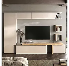 Parete Logica con cassetto, colonna e pensili, Cashmere e Cadiz