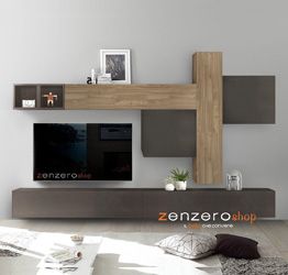 Pareti attrezzate design Soggiorno Zenzero parete attrezzata con ribalte e cubi 