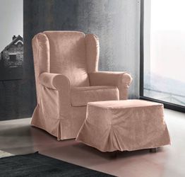 Poltrona di design con braccioli in tessuto sfoderabile, Rosa antico 