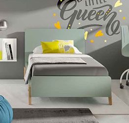 Letto singolo POP 03, finitura Agave e Noce biondo